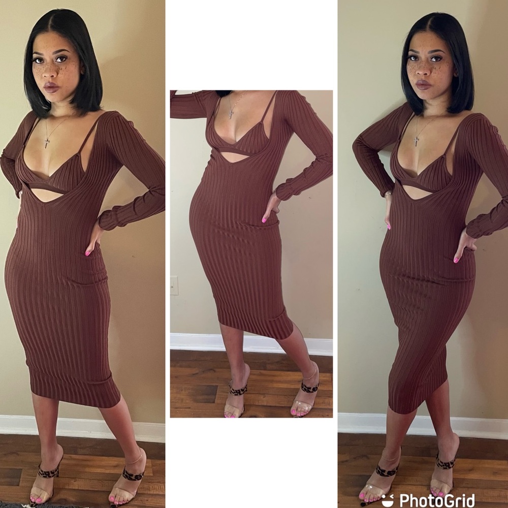 Brown MIDI Dress